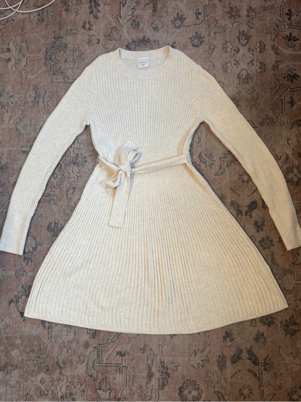 abercrombie kids Cream Ribbed Knit Sweater dress